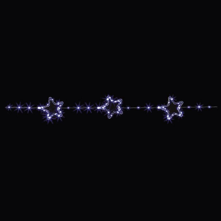 8 Piece Battery Operated Lit Star Lit String 136 White LED