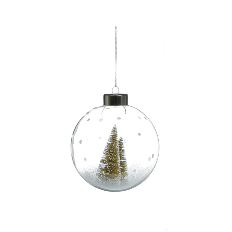 Clear Glass Bauble With Champagne Gold Tree