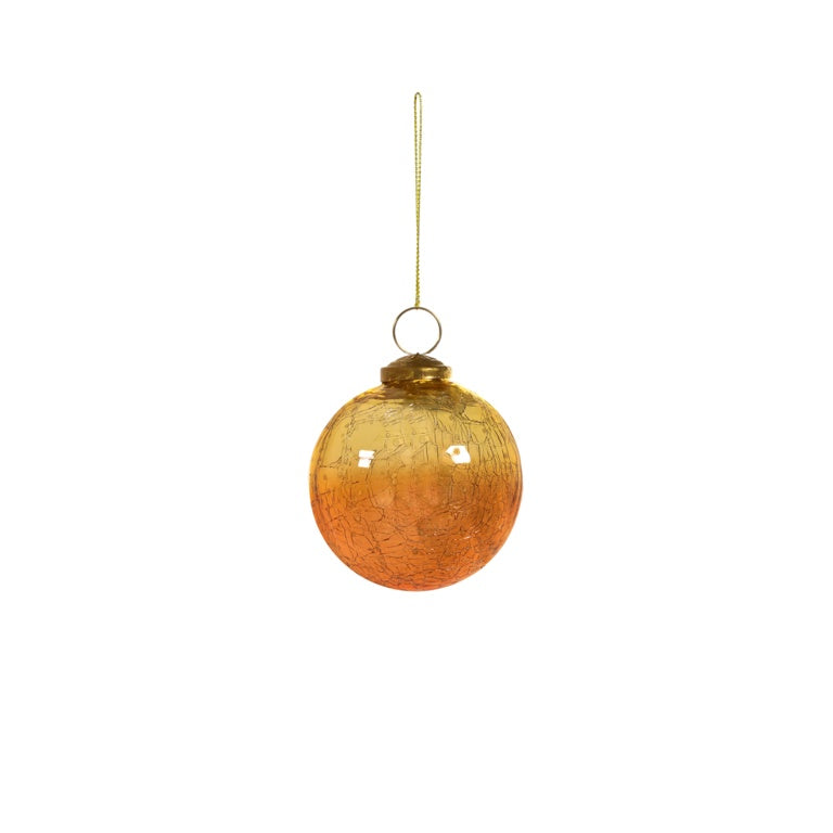 Caramel Crackle Glass Champagne Gold Bauble