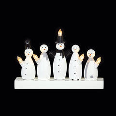 5 LED Battery Operated White Snowmen Candle Bridge