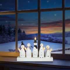5 LED Battery Operated White Snowmen Candle Bridge