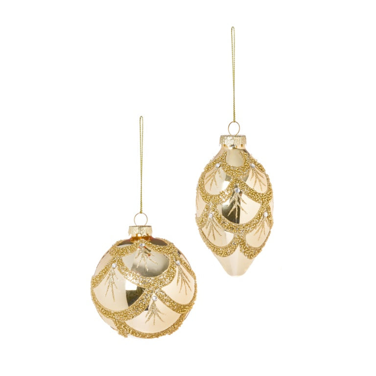 Champagne Gold Scallop Glass Ball or Drop