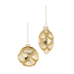 Champagne Gold Scallop Glass Ball or Drop
