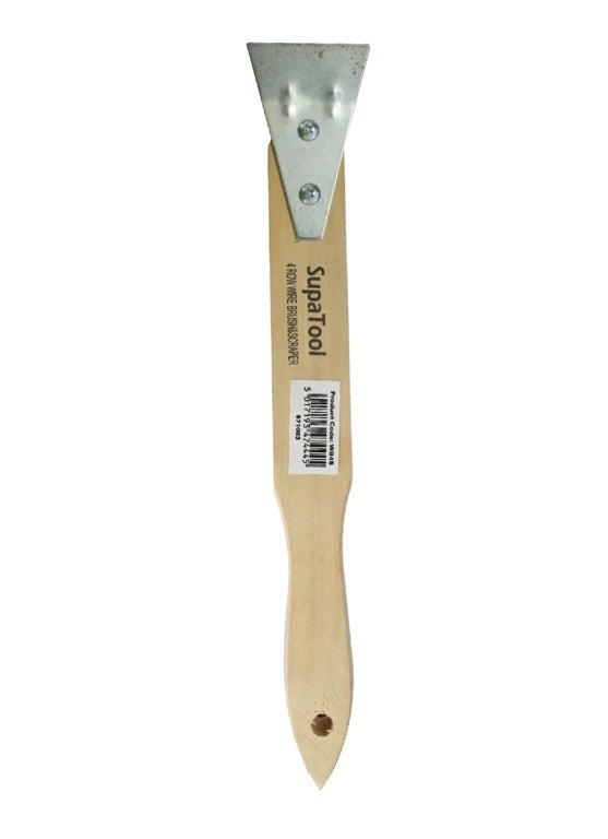 4 Row Wire Brush & Scraper With Oak Handle