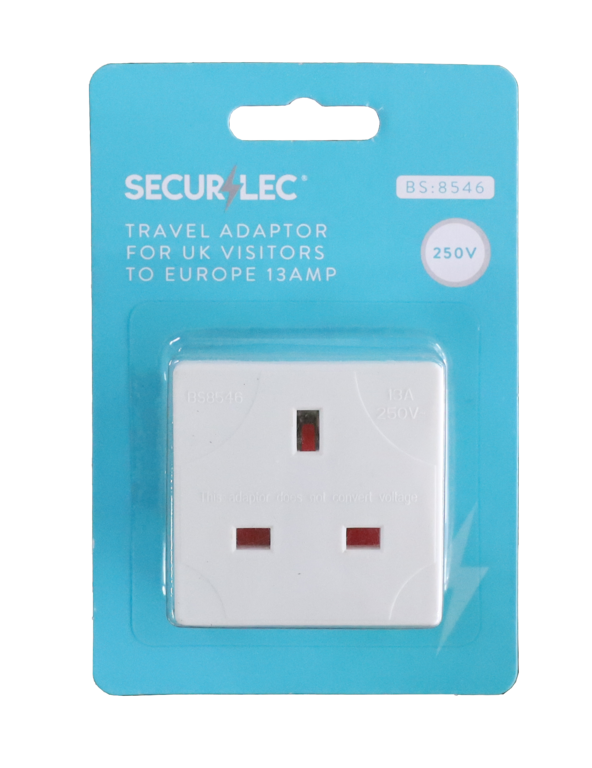 Travel Adaptor for UK Visitors to Europe 13A 250V