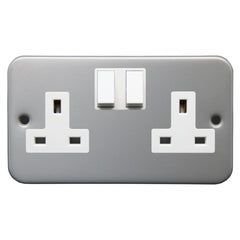 Metal Clad 2 Gang Switch Socket Double Pole