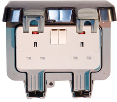 2 Gang 13 Amp Switched Outdoor Socket IP66 DP